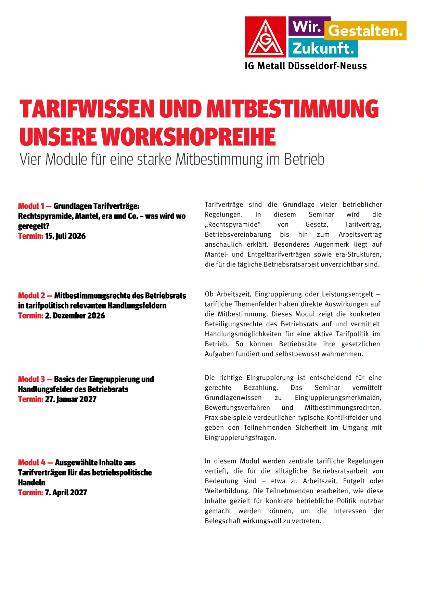 Modulreihe: Tarifwissen und Mitbestimmung